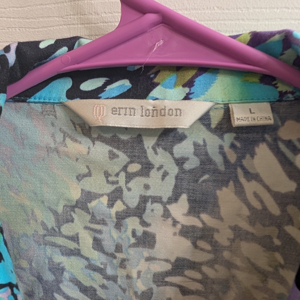 Erin London Women’s‎ Multicolor Abstract Print Zip Jacket - Size L - Picture 5 of 5